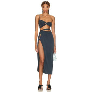 JACQUEMUS La Jupe Espelho Skirt in Navy XLarge New Womens Midi Jersey